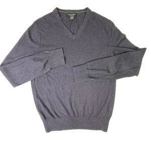 Banana Republic Luxury Sweater Silk Cashmere V Neck Heather Long Sleeve Knit EUC